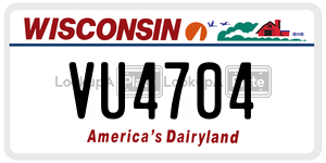 VU4704  license plate in WI