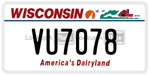VU7078 license plate in Wisconsin