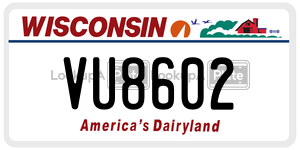 VU8602  license plate in WI