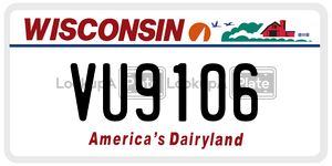 VU9106  license plate in WI