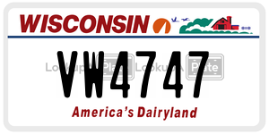 VW4747  license plate in WI
