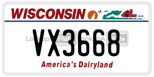 VX3668  license plate in WI