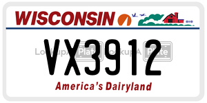 VX3912 license plate in Wisconsin