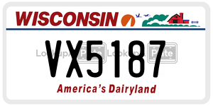 VX5187  license plate in WI