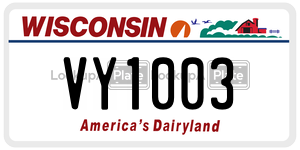 VY1003  license plate in WI
