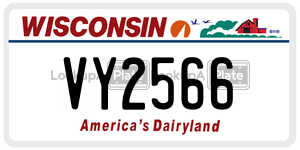 VY2566  license plate in WI