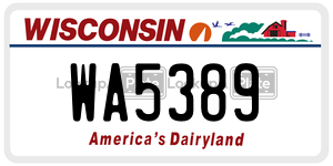 WA5389  license plate in WI