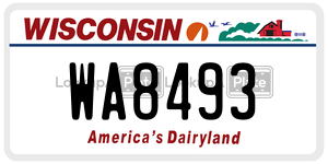 WA8493  license plate in WI