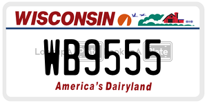 WB9555  license plate in WI