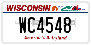 WC4548  license plate in WI