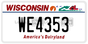 WE4353  license plate in WI