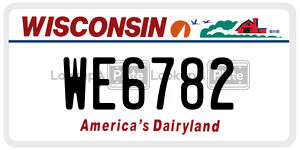WE6782  license plate in WI