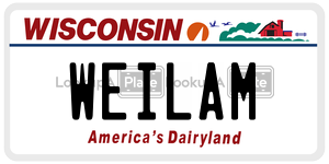 WEILAM  license plate in WI