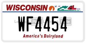 WF4454  license plate in WI