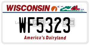 WF5323  license plate in WI