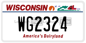 WG2324  license plate in WI