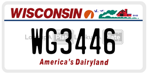 WG3446  license plate in WI