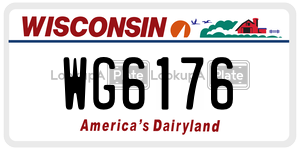 WG6176  license plate in WI