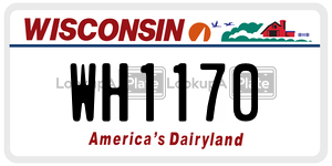WH1170  license plate in WI