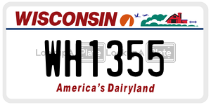 WH1355  license plate in WI