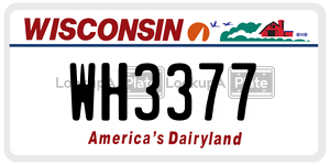 WH3377  license plate in WI