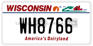 WH8766  license plate in WI