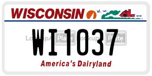 WI1037  license plate in WI