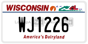 WJ1226  license plate in WI