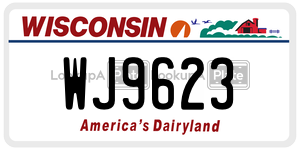 WJ9623  license plate in WI