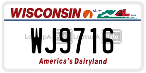 WJ9716  license plate in WI
