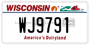 WJ9791  license plate in WI