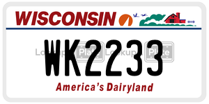 WK2233  license plate in WI