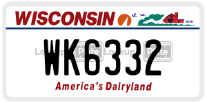 WK6332  license plate in WI