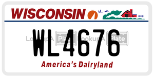 WL4676  license plate in WI