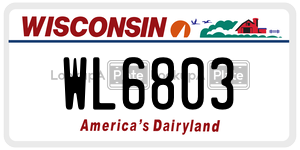 WL6803  license plate in WI