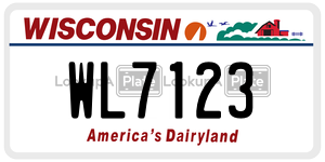 WL7123  license plate in WI