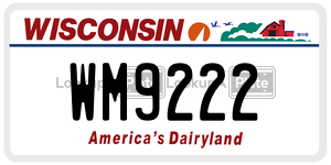 WM9222  license plate in WI
