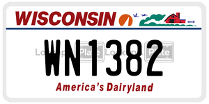 WN1382  license plate in WI