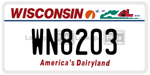 WN8203  license plate in WI