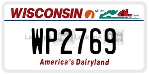 WP2769  license plate in WI