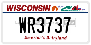 WR3737  license plate in WI