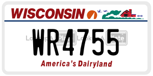 WR4755  license plate in WI