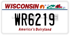 WR6219  license plate in WI