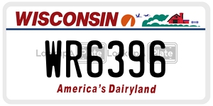WR6396  license plate in WI