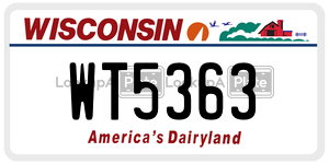 WT5363  license plate in WI