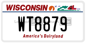 WT8879  license plate in WI