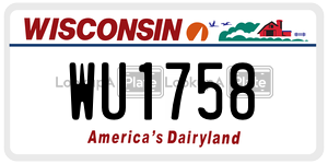 WU1758  license plate in WI