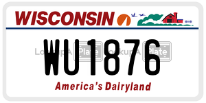 WU1876  license plate in WI