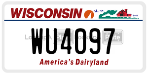 WU4097  license plate in WI