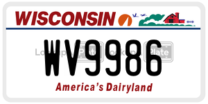 WV9986  license plate in WI